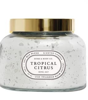 Home&Body Company Scented Candles 12 OZ Fragranced Candle, Soy Blend Wax, Infused with Essential Oils, Home Fragrances, Aromatherapy Home Scented Candles Gift, Scent: Tropical Citrus | Amazon (US)