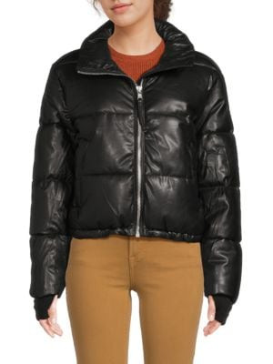 Faux Leather Puffer Jacket | Saks Fifth Avenue OFF 5TH