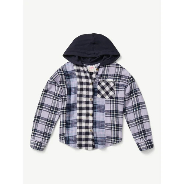 Justice Girls Long Sleeve Plaid Flannel With Hood, Sizes XS-XLP | Walmart (US)