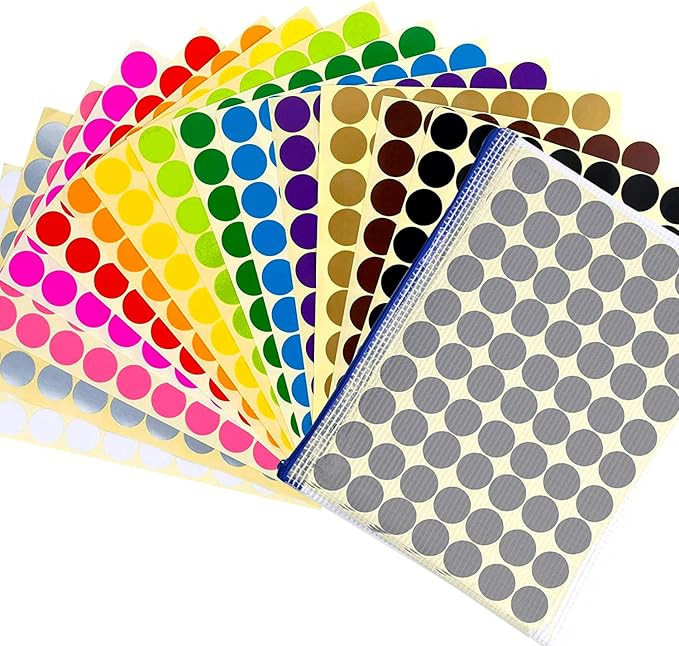 3920 pcs 3/4" Round Coding Circle Dot Labels with File Pocket, 14 Colors | Amazon (US)