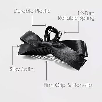 Sizobi 2Pcs Satin Bow Hair Clips & Accessories for Women: Extra Large Black Barrettes, Scrunchies... | Amazon (US)