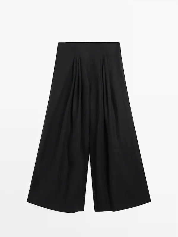 Linen wide-leg trousers with darts | Massimo Dutti (US)