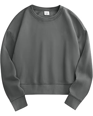 Stelle Cropped Sweatshirts for Women Cotton Long Sleeve Crop Tops Crewneck Pullover Oversized Swe... | Amazon (US)