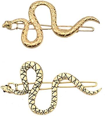LEORX 4pcs Snake Hair Clip Vintage Decorative Metal Hair Pins for Women Girls (Golden, Ancient Go... | Amazon (US)