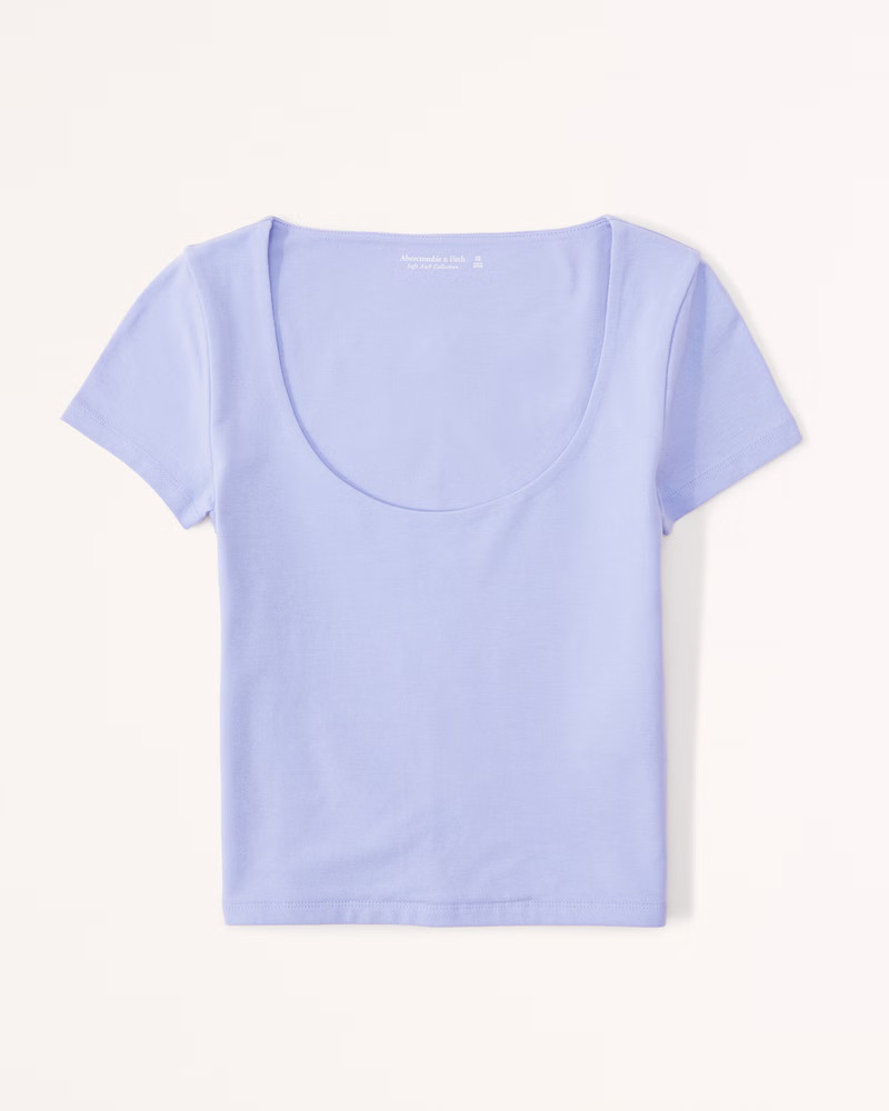 Short-Sleeve Cotton Seamless Fabric Scoopneck Top | Abercrombie & Fitch (US)
