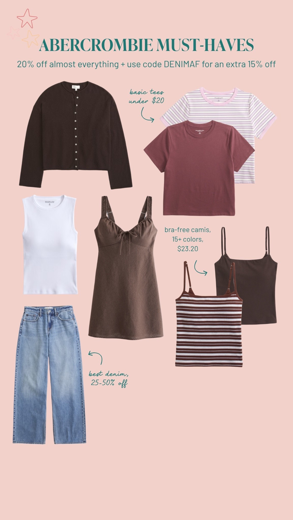 Abercrombie basics to stock up on! Use code DENIMAF for an extra 15% off 💕🛍️

#LTKootd
