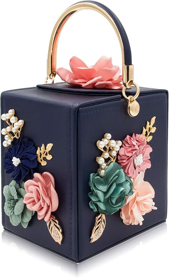 Milisente Evening Clutch Bag for Women Floral Square Box Evening Bags Crossbody Shoulder handBags... | Amazon (US)