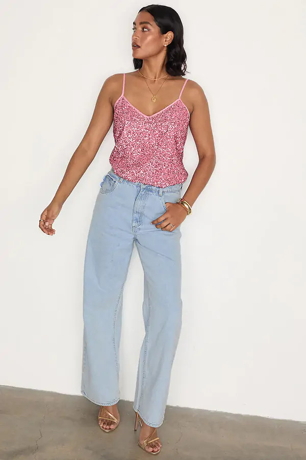 Pink Sequin Cami Top | Never Fully Dressed (UK & IE)