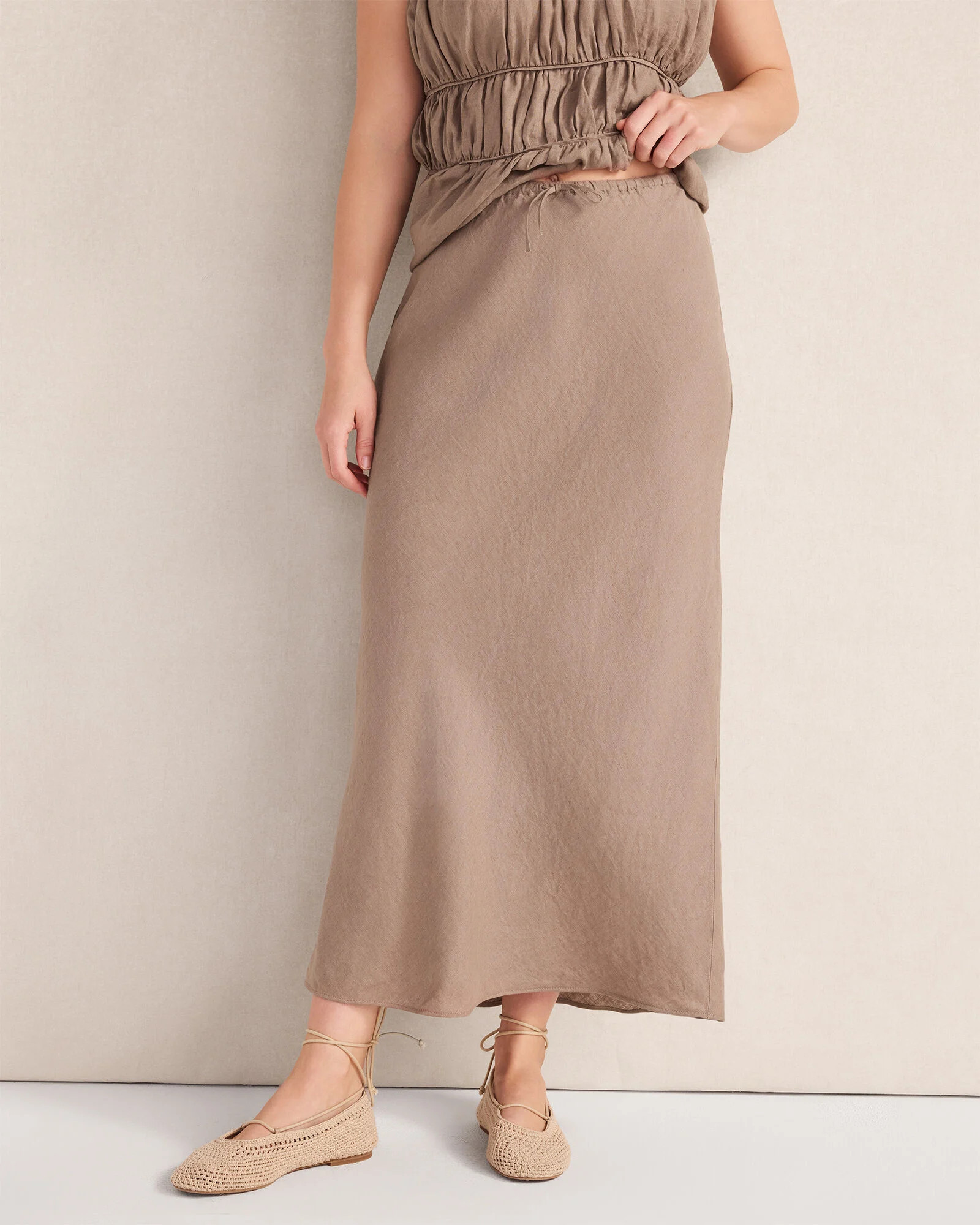 Linen Bias Cut Midi Skirt | Talbots
