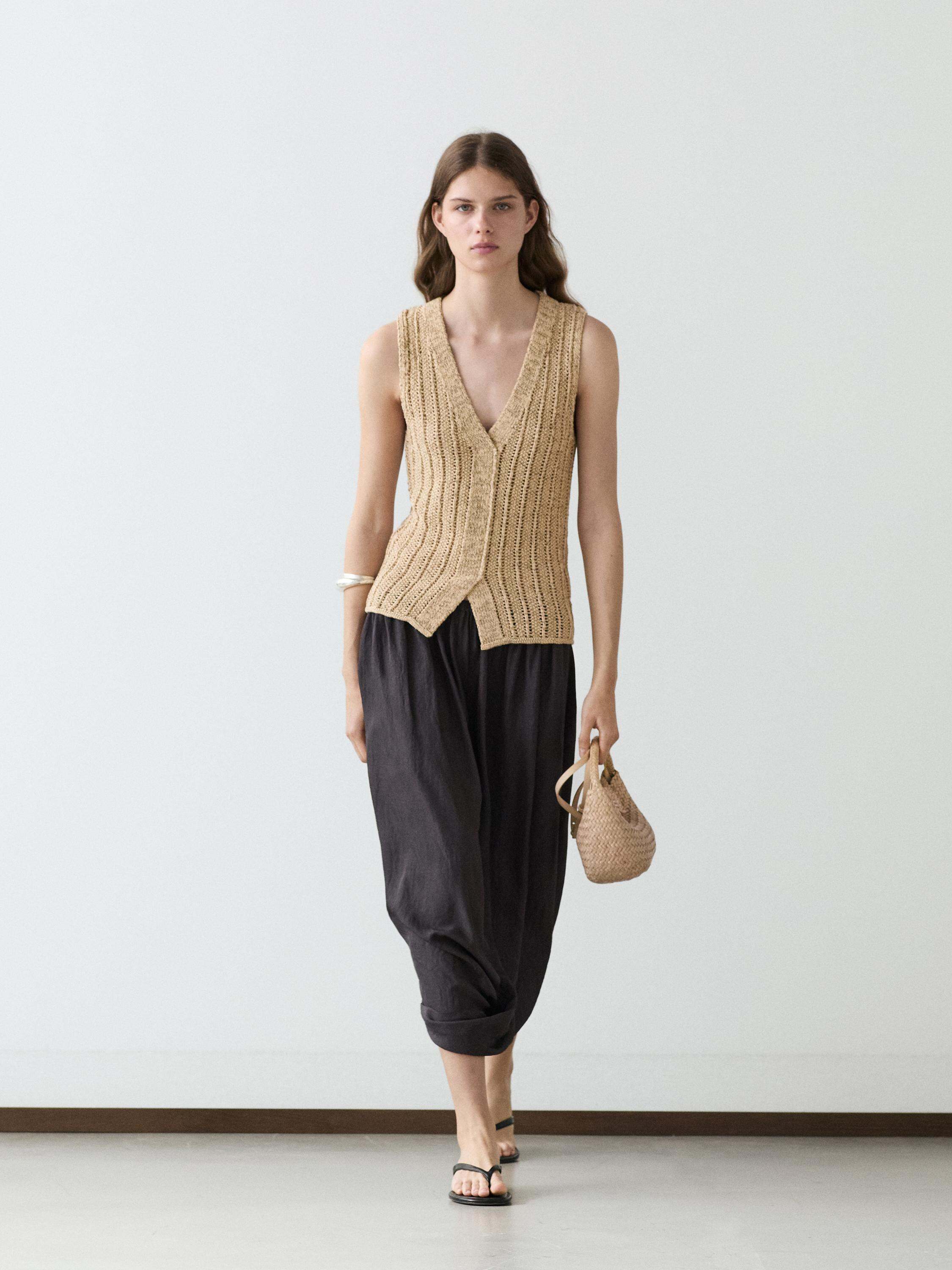 Cutwork vest · Beige · Vest | Massimo Dutti | Massimo Dutti US