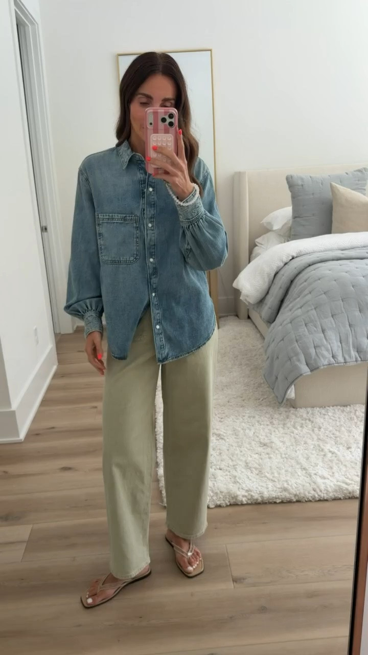 Denim on top with soft olive on the bottom is such a good early fall combination. I love the relaxed shape of these pants with the shirt tucked just enough to define the waist.

Size 2 jeans, S top

denim shirt, olive pants, casual fall outfit, barrel pants, denim top, transitional outfit, fall style, everyday denim, casual outfit, annabrstyle

#LTKootd #LTKOver40 #LTKgrwm