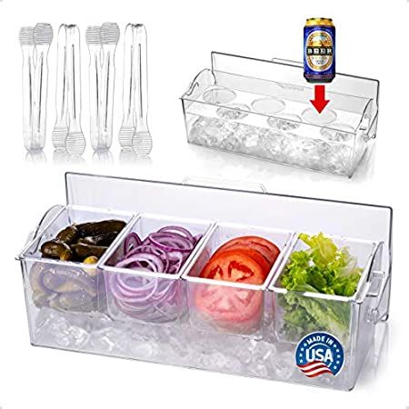 MJM condiment server, condiment tray, ice party serving bar, chilled caddy, bar garnish holder on ic | Amazon (US)