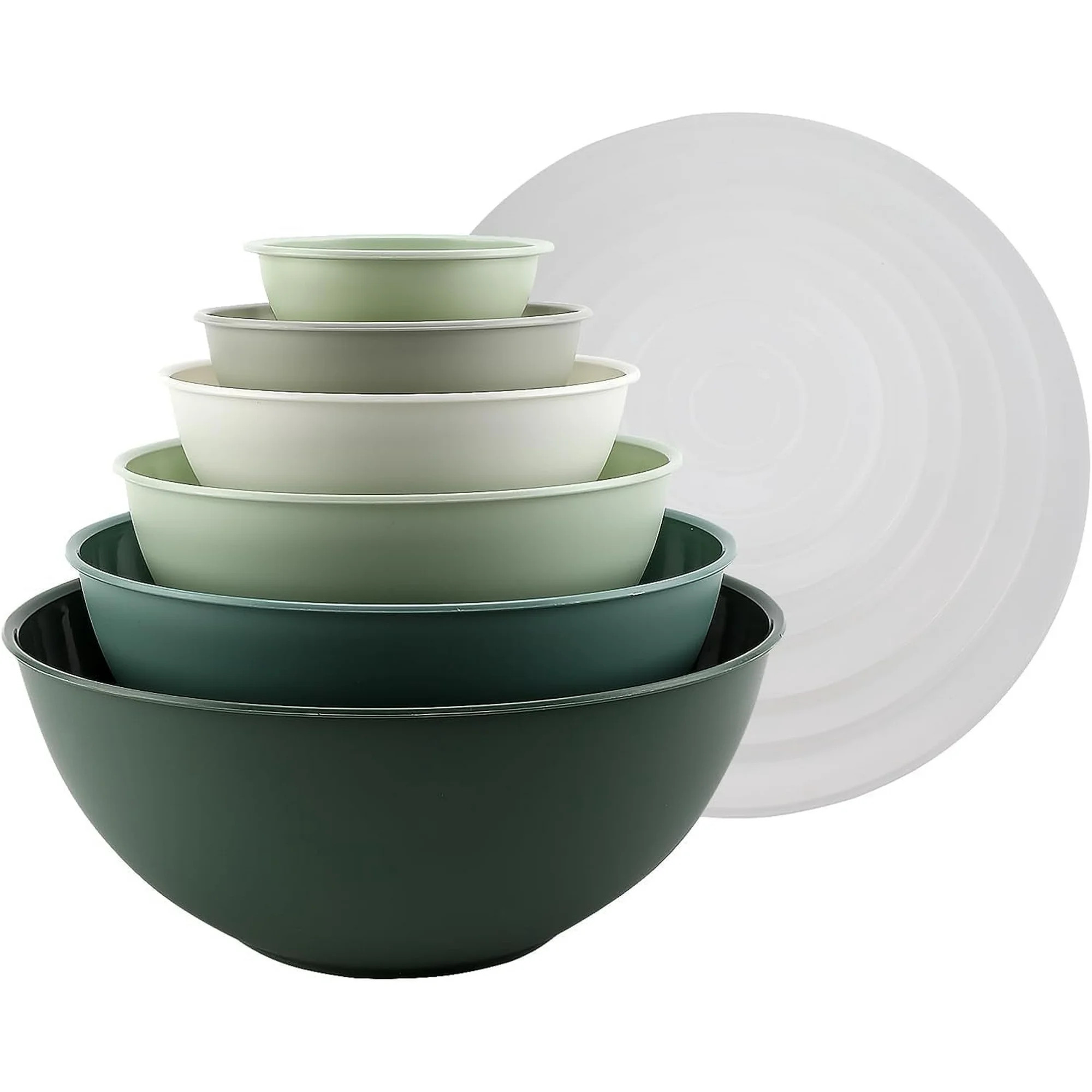 COOK WITH COLOR 12-Pc Mixing Bowls with Lids Set Plastic Bowls for Kitchen, Sage White | Walmart (US)