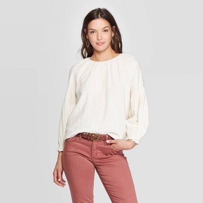 Women's Dressy Long Sleeve Crewneck Popover Top - Universal Thread™ | Target