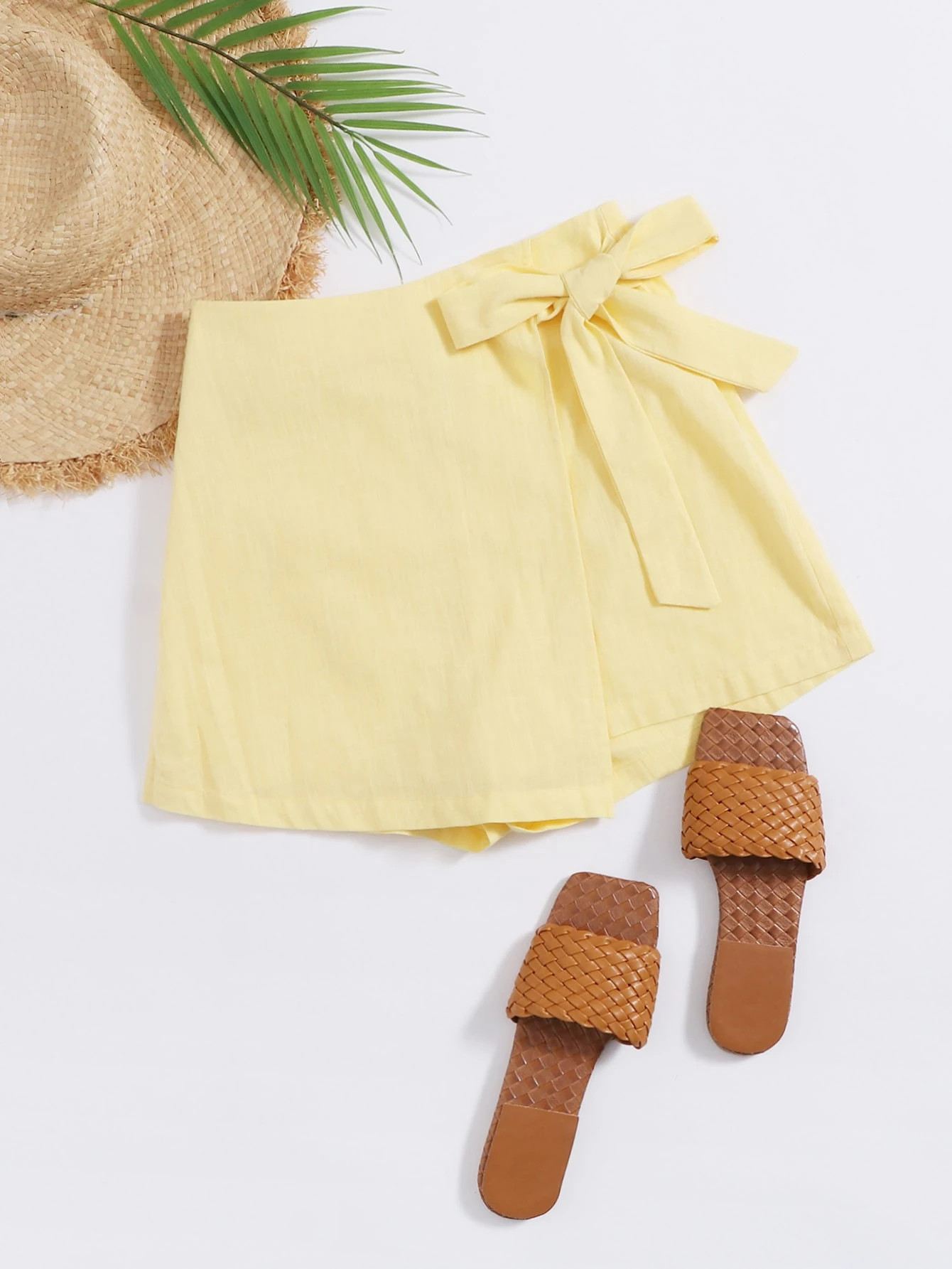 SHEIN Tie Side Solid Skort | SHEIN