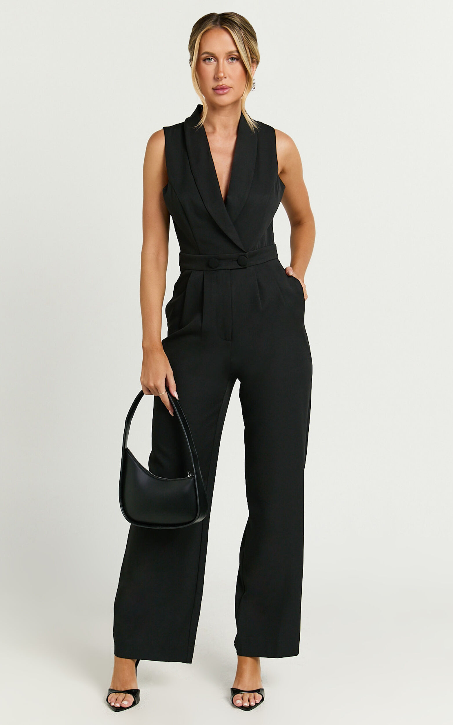 Octavie Jumpsuit - Plunge Wide Leg Jumpsuit in Black | Showpo (US, UK & Europe)