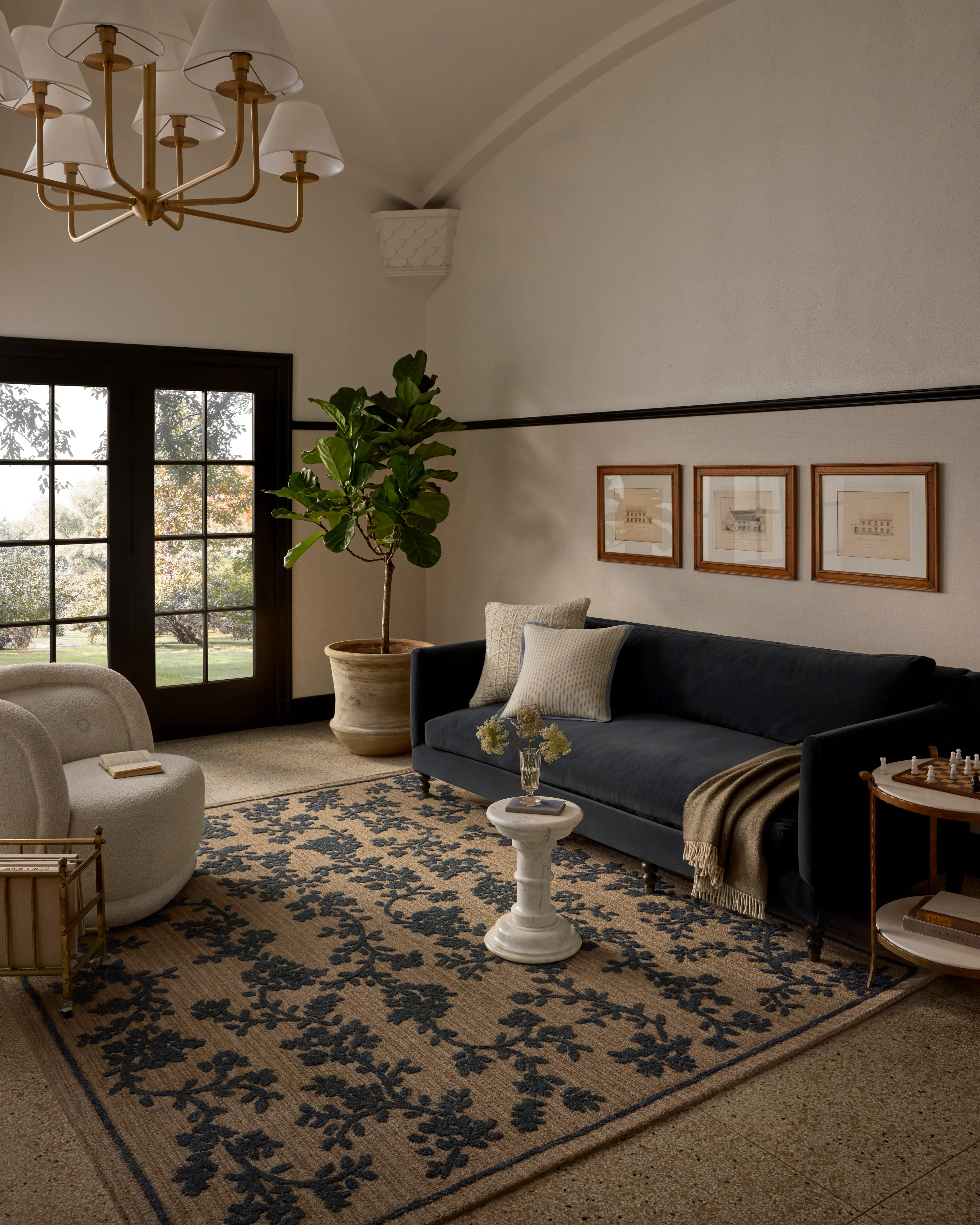 Magnolia Home by Joanna Gaines x Loloi-Winslet-WNS-01-Latte, Navy | Rugs Direct