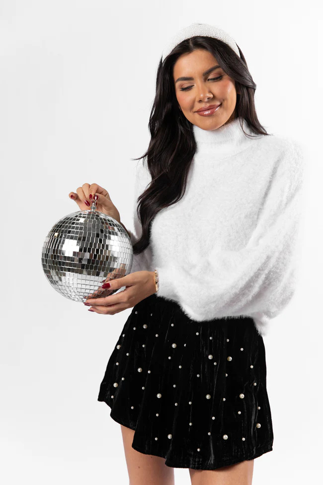 Beyond Me White Fuzzy Turtleneck Sweater FINAL SALE | Pink Lily