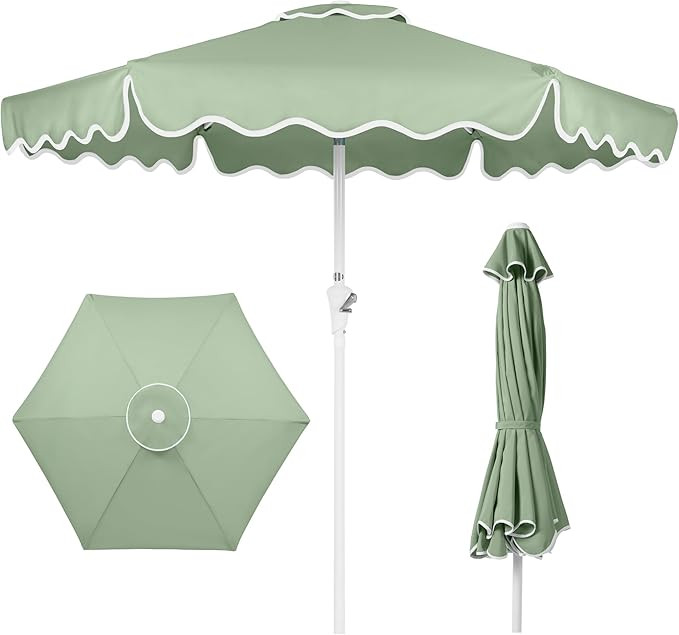 Best Choice Products 7.5ft Patio Market Umbrella with Wavy Trim, UV-Fade-Resistant 210g Canopy, C... | Amazon (US)