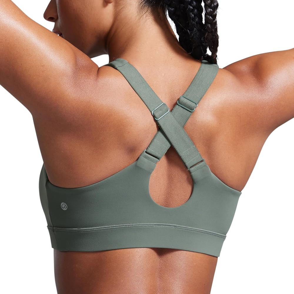 CRZ YOGA Butterbreeze Criss Cross Back Sports Bras for Women - V Neck Adjustable Straps Padded Wo... | Amazon (US)