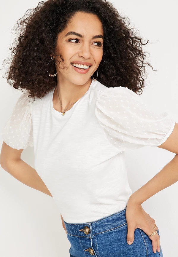 Clip Dot Sleeve Tee | Maurices