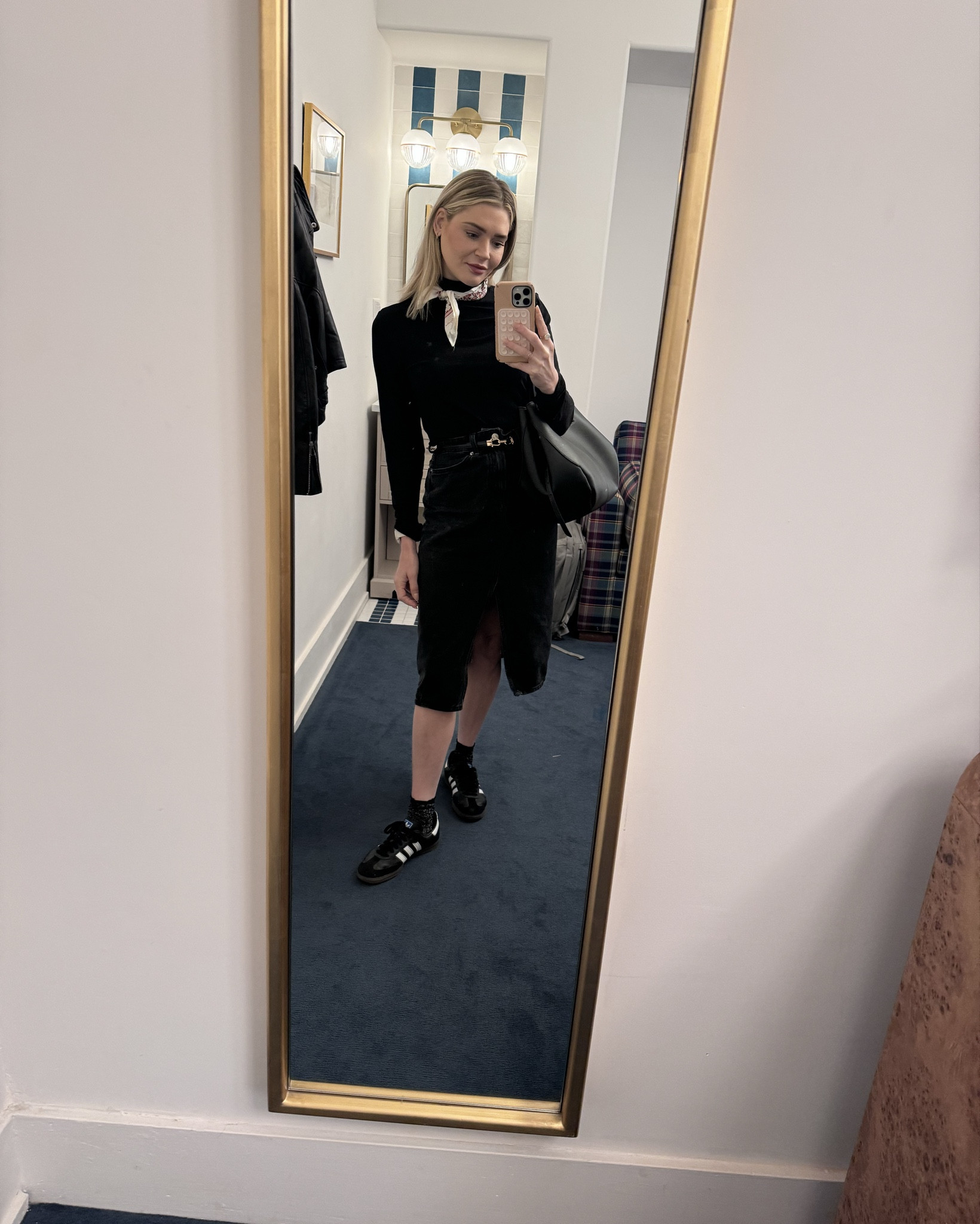 Channeling effortless cool vibes with this look! 🖤 This cozy turtleneck and sleek midi skirt combo has quickly become my go-to for a day out—comfortable yet polished. Paired it with classic Adidas sneakers for that casual twist and a touch of Parisian flair with the scarf. Shop this look if you’re all about blending comfort with style!

#LTKStyleTip #LTKSaleAlert #LTKFindsUnder100