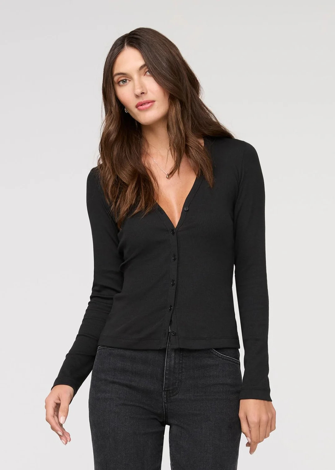 Ribbed Pima Fitted Button Down - Black | DUER