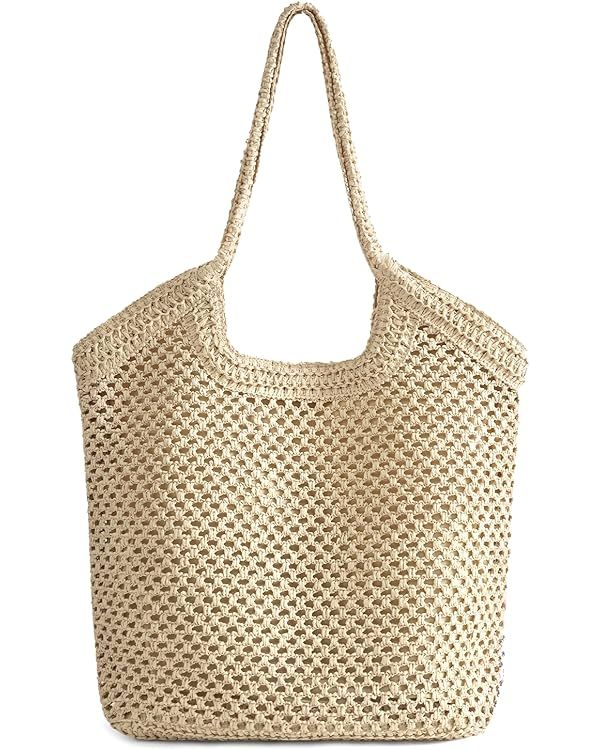 Large Straw Mesh Beach Bag The Tote Shoulder Bag for Women Beach Vacation Essentials Clutch Purse... | Amazon (US)