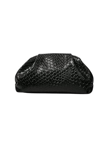 QWINEE Women's Woven Evening Bag Dumpling Clutch Purse No Strap Handbags Elegant Faux PU Leather Clutch Bag Black One-Size | Amazon (US)