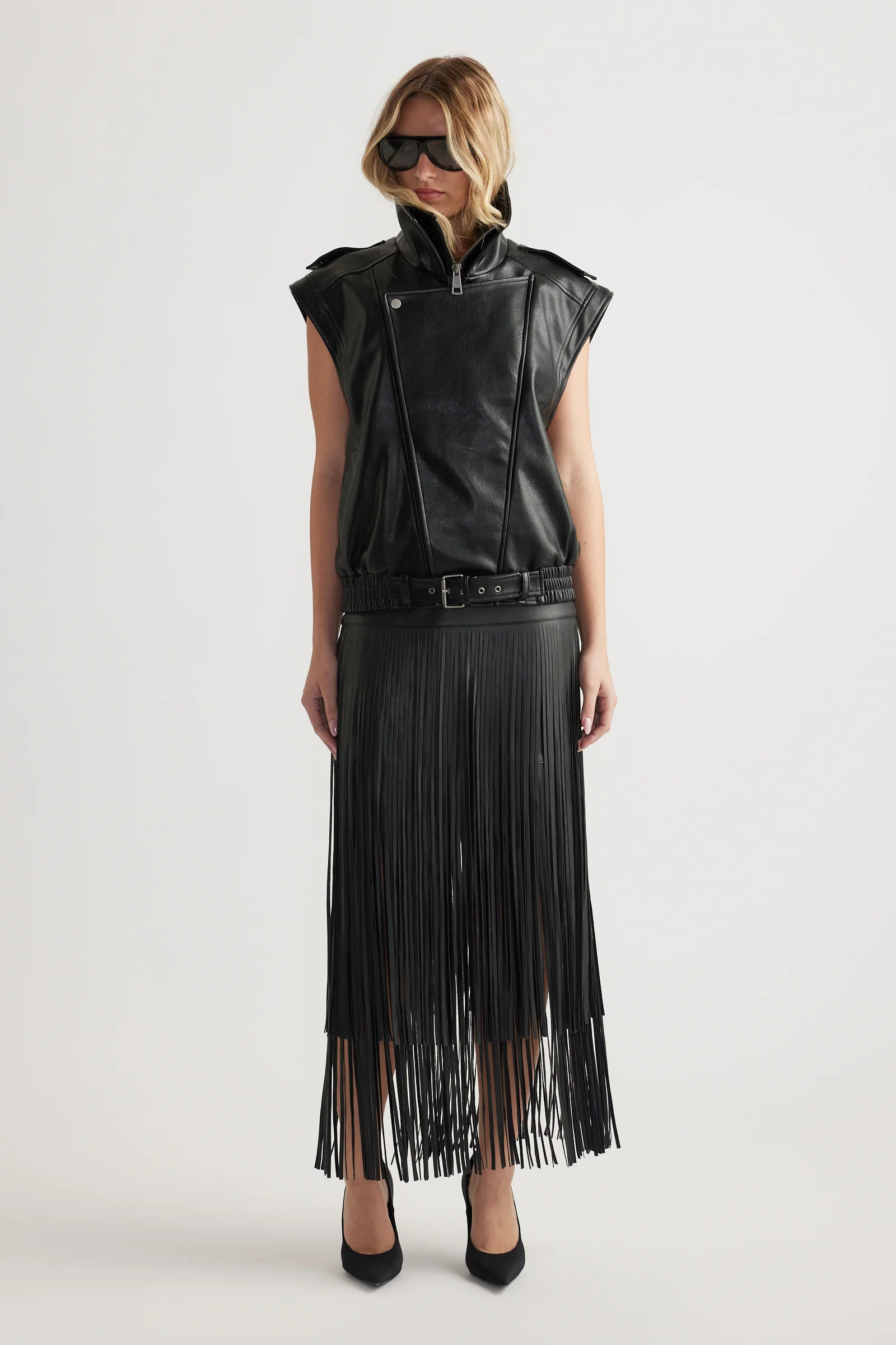 Taylor Faux Leather Skirt - Black | DECJUBA