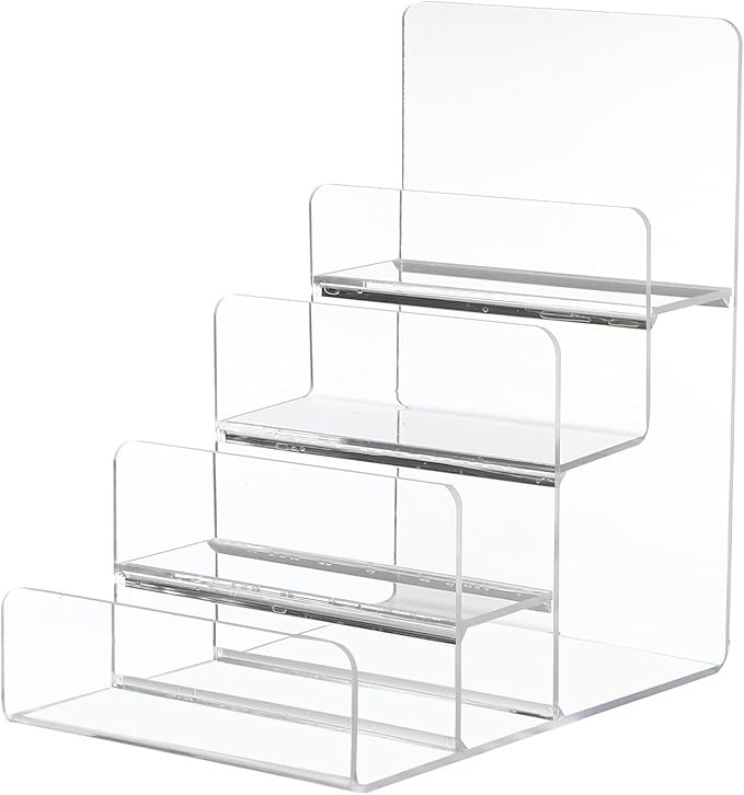 DOITOOL 4 Tier Acrylic Display Stand Purse Display Shelf Clear Acrylic Wallet Display Holder Perf... | Amazon (US)
