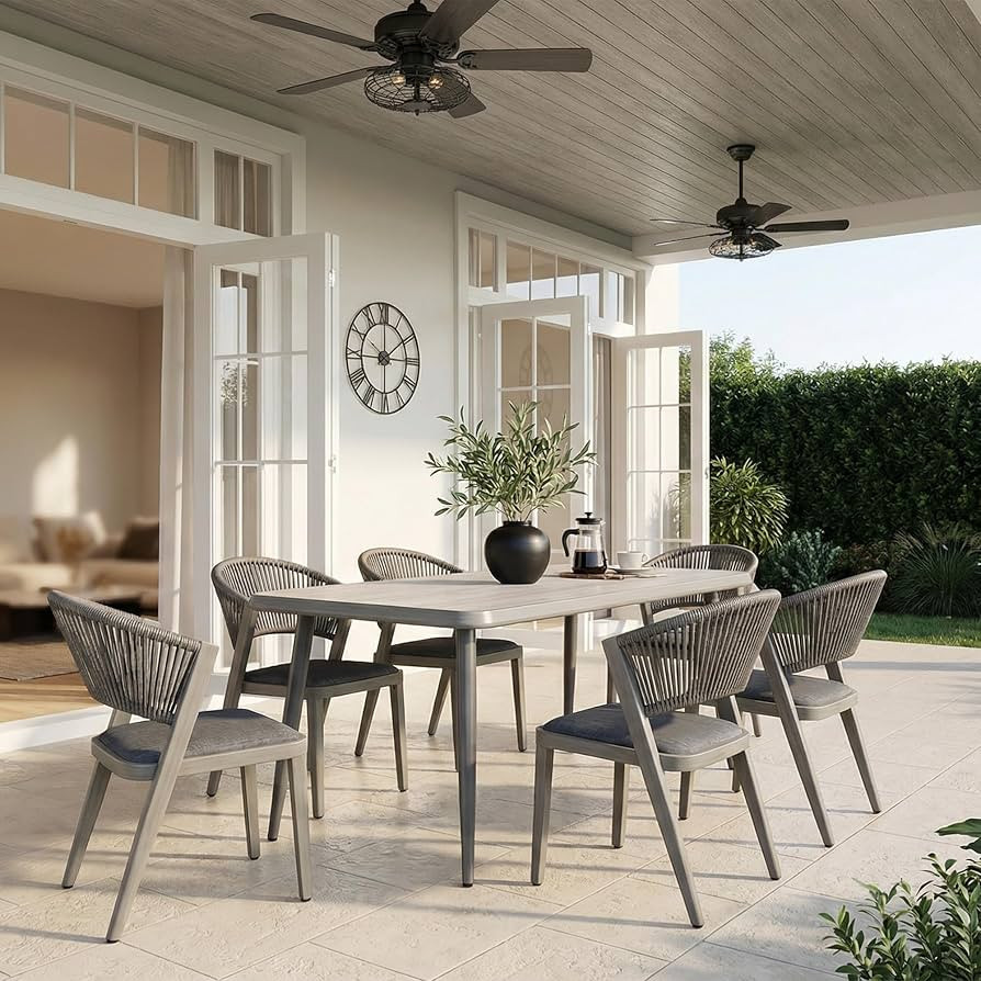 PURPLE LEAF 7 Pieces Outdoor Dining Set Patio Table and Chairs Set Aluminum Wicker Rattan Patio F... | Amazon (US)
