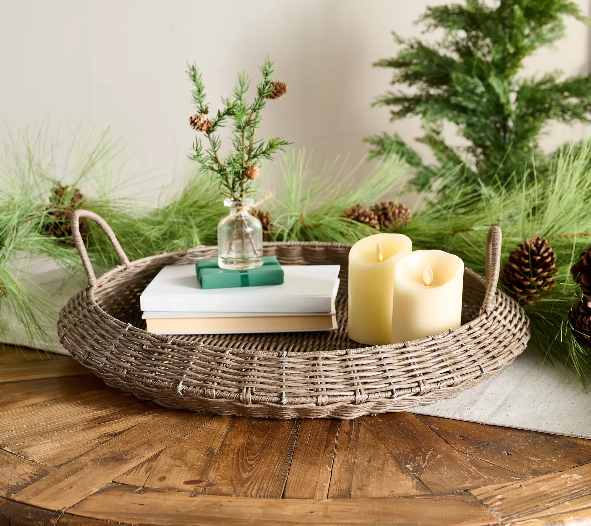 Make Your Selection: "As Is" Simply Stunning Oversized Round Woven Basket Tray | QVC