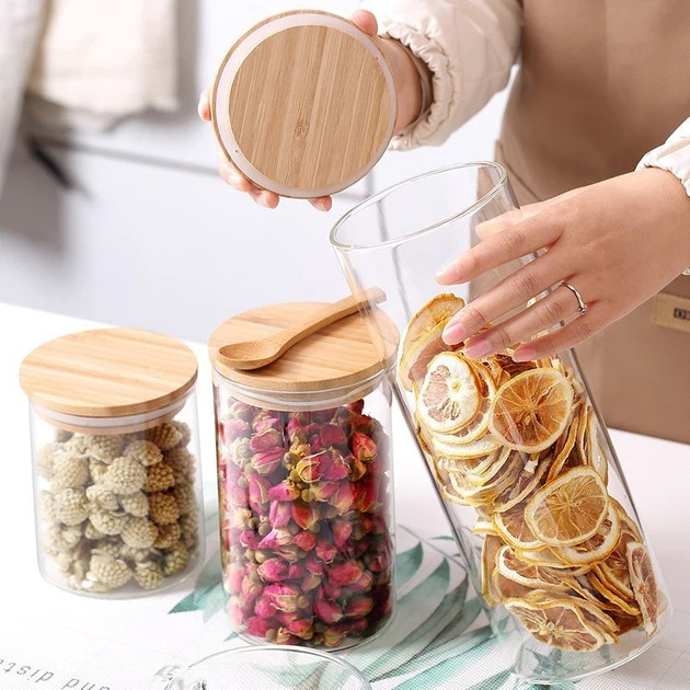 Glass Jars with Bamboo Lids | Pepper + Vetiver