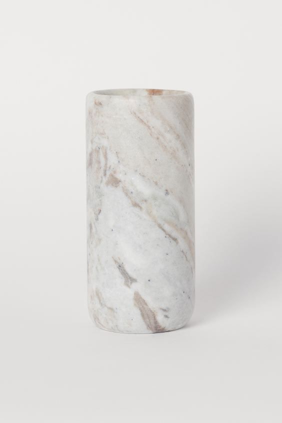Cylindrical marble vase. Diameter 8.5 cm, height 20 cm. As marble is a natural material, the colo... | H&M (UK, MY, IN, SG, PH, TW, HK)