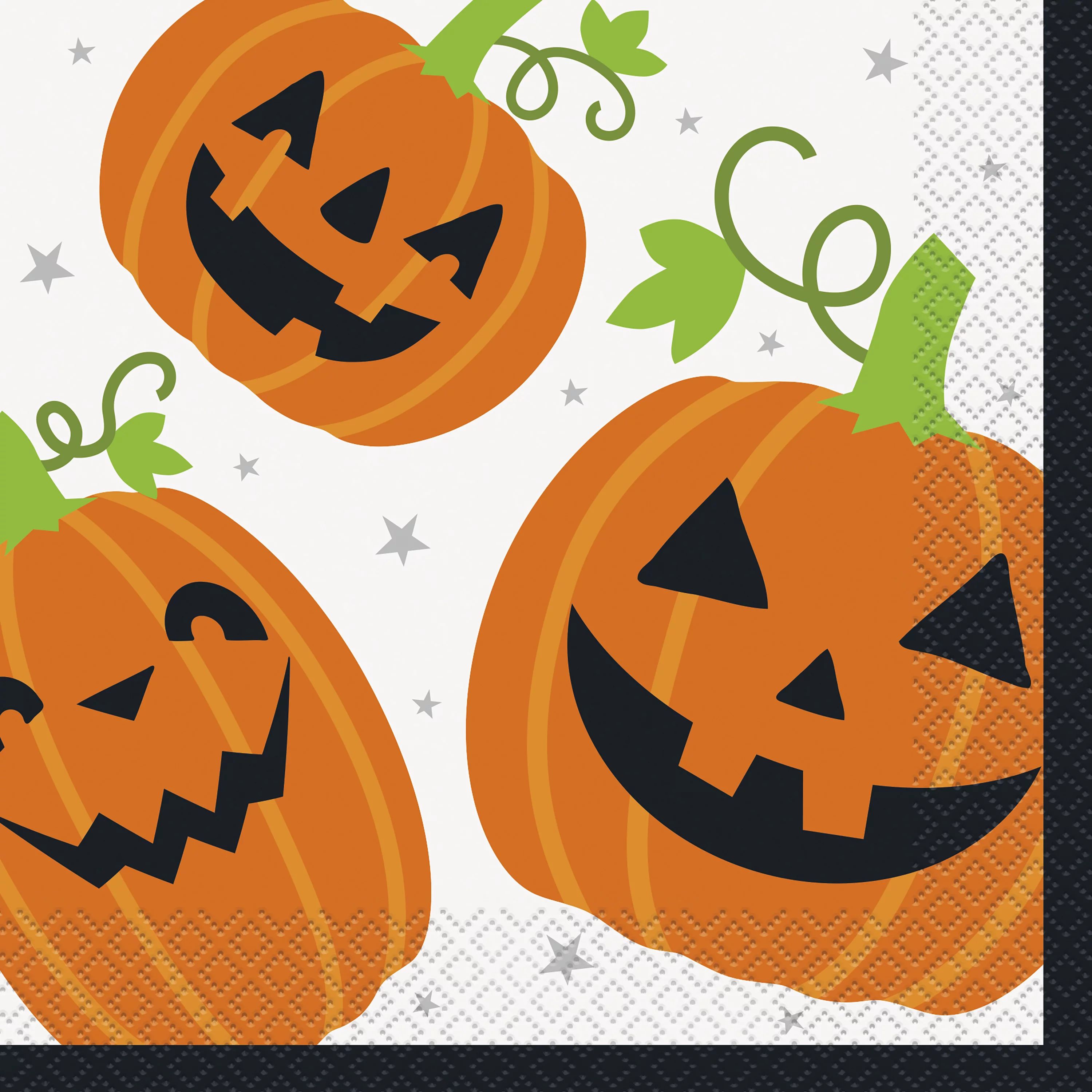Way to Celebrate Pumpkin Toss Three Pumpkins Halloween Paper Luncheon Napkins, 6.5in, 45ct - Walm... | Walmart (US)