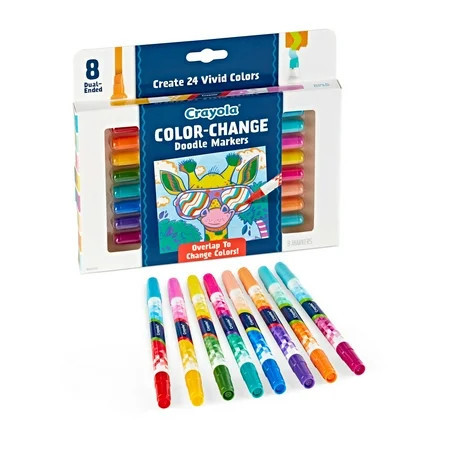 Crayola® Color Change Doodle Markers, Chisel Points, Assorted Barrel Colors/Multicolor Ink, Pack Of 8 Markers | Walmart (US)