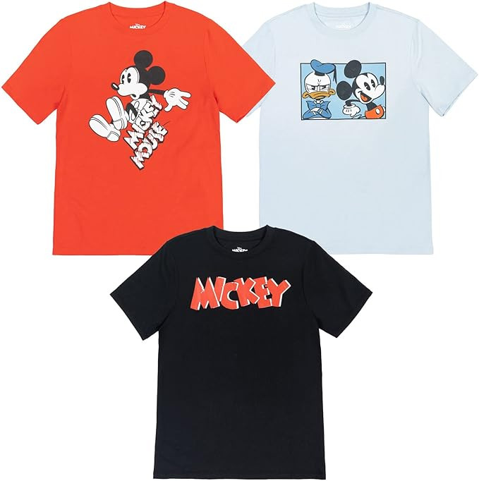 Disney Mickey Mouse Donald Duck 3 Pack T-Shirts Toddler to Big Kid | Amazon (US)