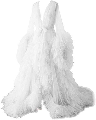 Kelaixiang Tulle Robe Long Lingerie Bridal Dressing Gown Puffy Nightgown Photoshoot | Amazon (US)
