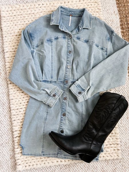 To say that I’m obsessed with the sexy, flattering fit of this denim dress is an understatement — looser on the top & fitted like a mini skirt on the bottom. Perfect for date night, concerts, & summertime. Paired with my black cowboy boots from Tecovas.  

Dress sized up to 4 for length
Boots size down 1/2 size 

Denim Dress - Free People - Date Night Outfit - Dress - Denim - Vacation Outfit - Cowboy Boots - Concert - Country Concert - Nashville Outfit - Concert Outfit 

#boots #denim #dresss   

#LTKStyleTip #LTKShoeCrush