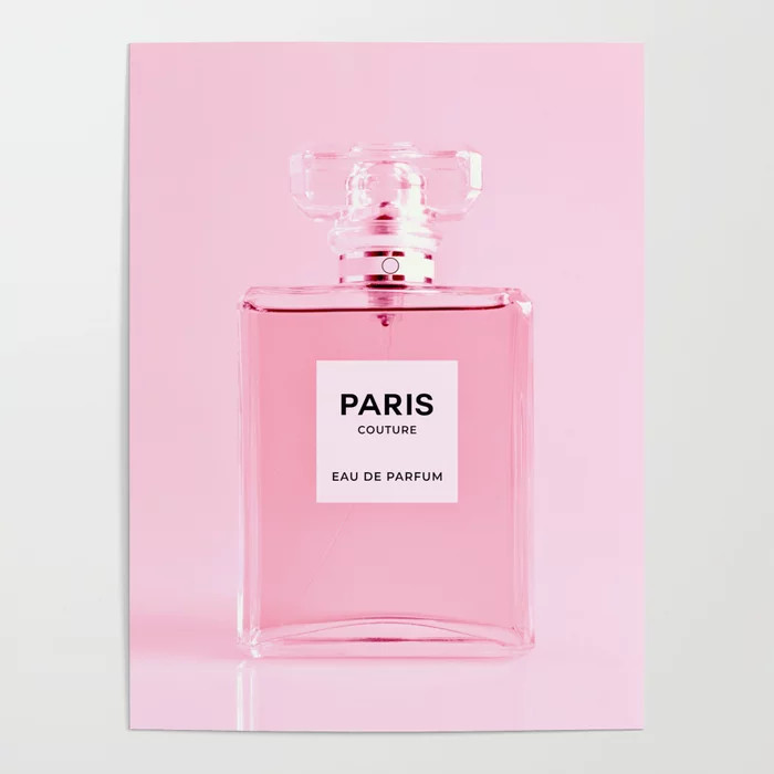 Perfume Bottle Print Pink Perfume Minimalistic Wall Art Fashion Poster Fragrance Scent Modern Dec... | Society6