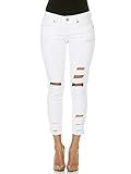 CG JEANS Cute Plus Size Juniors Big Mid Rise Large Ripped Torn Crop Skinny Fit White Denim | Amazon (US)