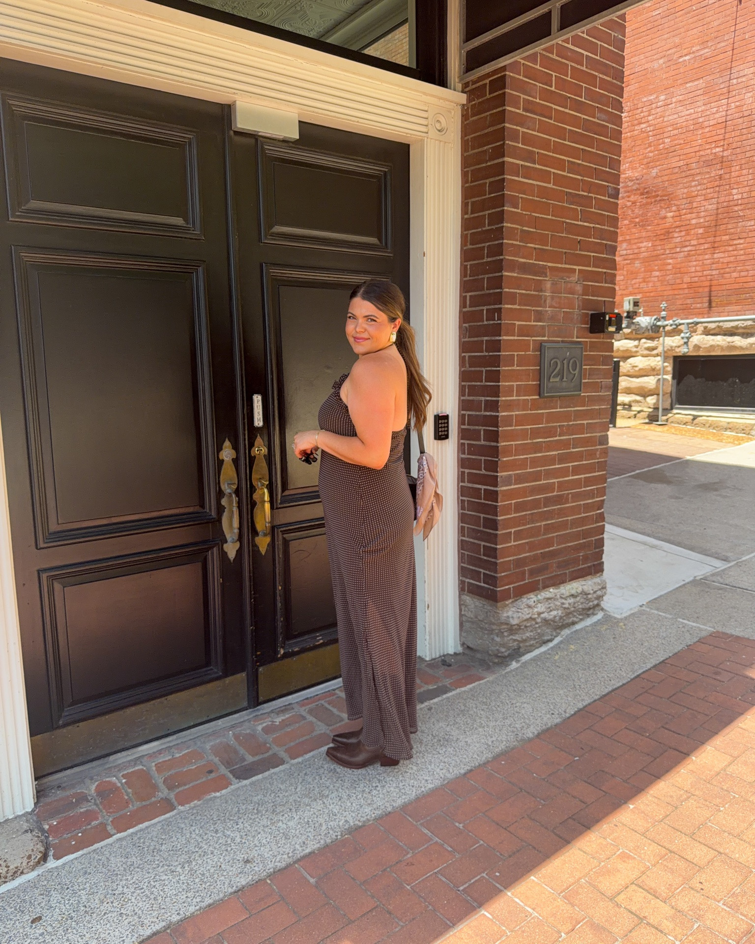 What I wore in Nashville today! Wearing size large in this dress. 

Summer dress, polkadot dress, western outfit, country concert, Nashville, target maxi dress, midsize, size 12, size 14, mom style, curvy outfit