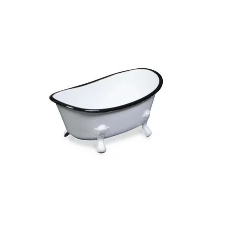 3.25"" White and Black Solid Mini Bathtub Tabletop Decor | Walmart (US)