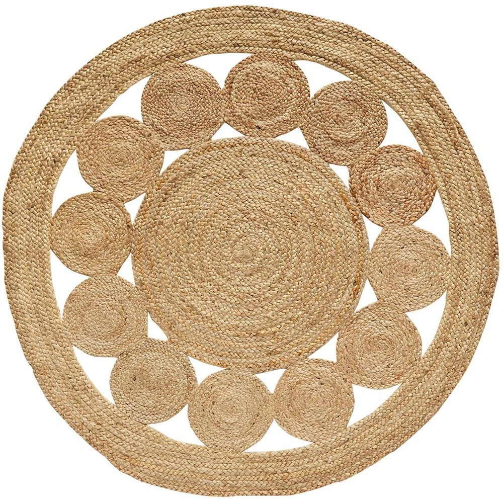 Natural Braided Jute Rug for Indoor Farmhouse Home Decor, Bathroom & Living Room, Round, 4 ft. | Walmart (US)