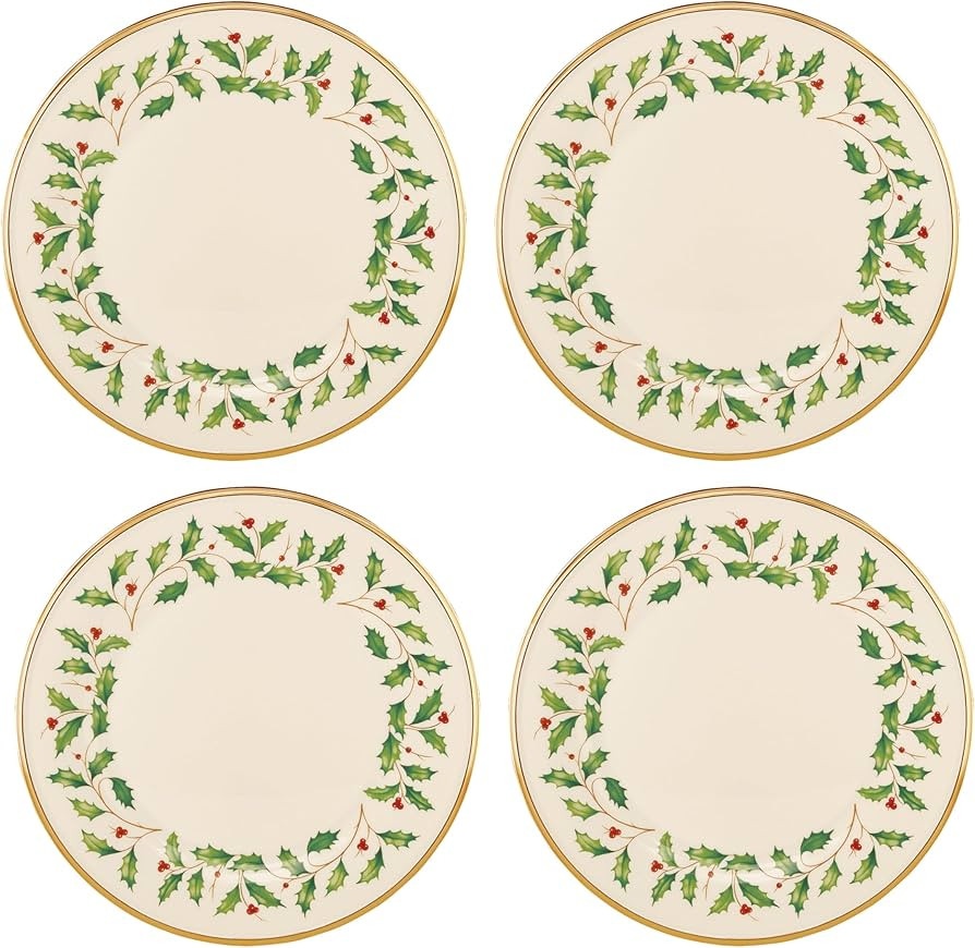 Lenox 897080 Holiday Dinnerware Dinner Plates, Set of 4, Red & Green, Christmas, Hosting | Amazon (US)
