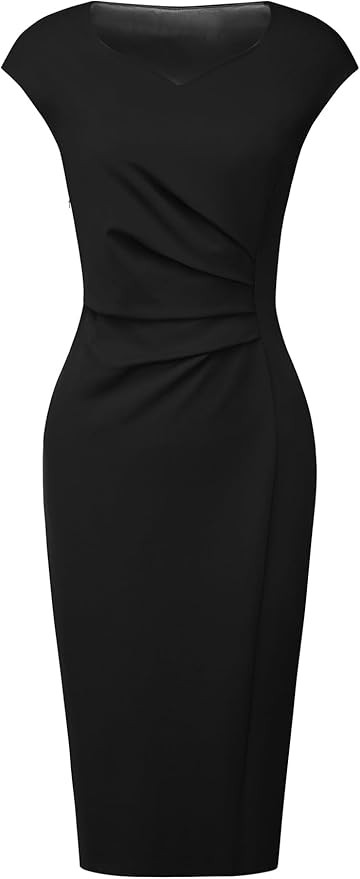 Women's Pencil Dress Pleated Side Sweetheart Neck Business Sheath Dresses | Amazon (US)