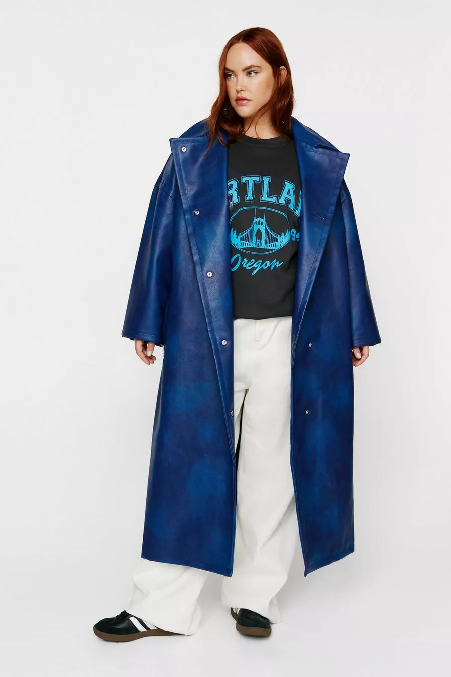 Plus Size Distressed Faux Leather Trench Coat | Nasty Gal US