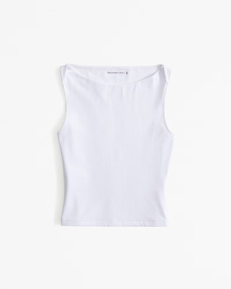 Cotton-Blend Seamless Fabric Boatneck Top | Abercrombie & Fitch (US)