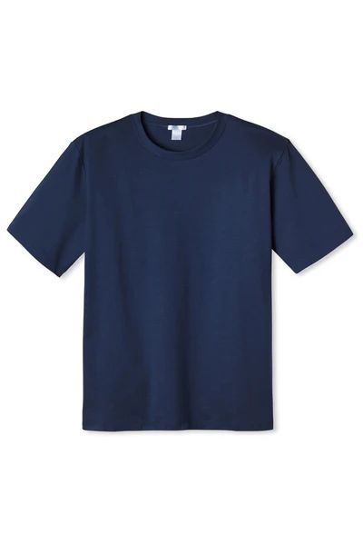 Men's Short Sleeve Pima Tee in True Navy | LAKE Pajamas